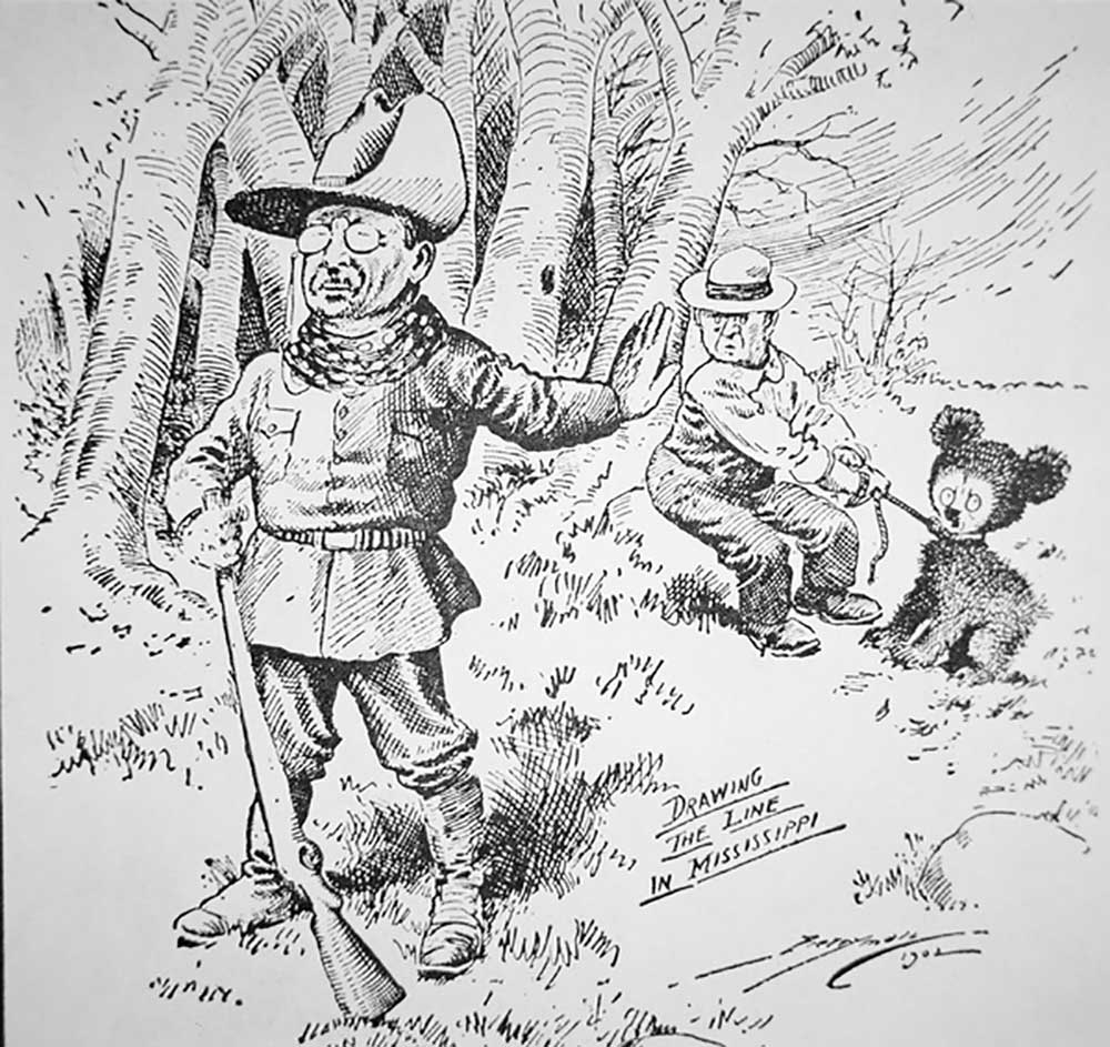Karikatur von Theodore Teddy Roosevelt, der sich weigert, ein Bärenjunges zu schießen, 1902 from Clifford K. Berryman