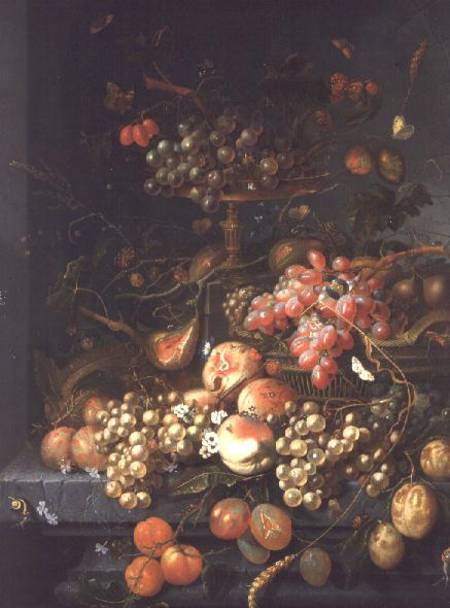 Still life of fruit on a ledge from Coenrat Roepel