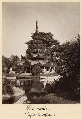 Buddhist rest house, Moulmein, Burma, c.1875 (albumen print from a glass negative) (b/w photo) 