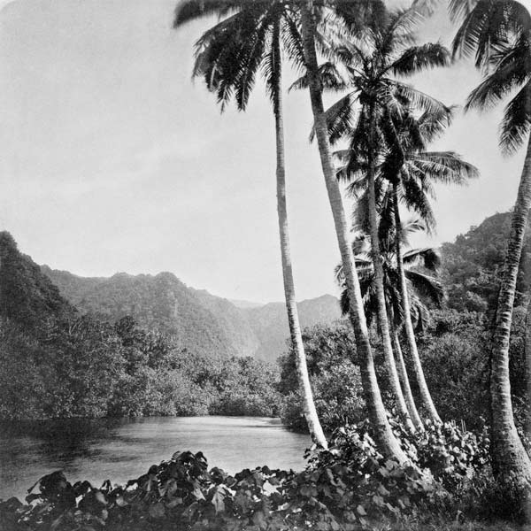 Hitiaa Lake, from 'Tahiti', published in London, 1882 (b/w photo) from Colonel Stuart-Wortley