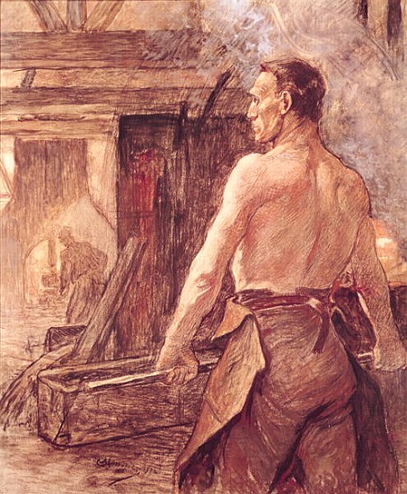 Foundry Worker, 1902 (pastel & gouache on paper) from Constantin Emile Meunier