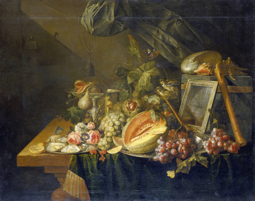 Prunkstillleben mit kopulierenden Spatzen from Cornelis de Heem