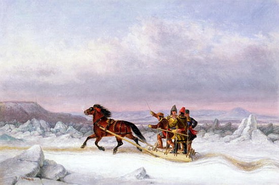 Crossing the St. Lawrence from Levis to Quebec on a Sleigh from Cornelius Krieghoff