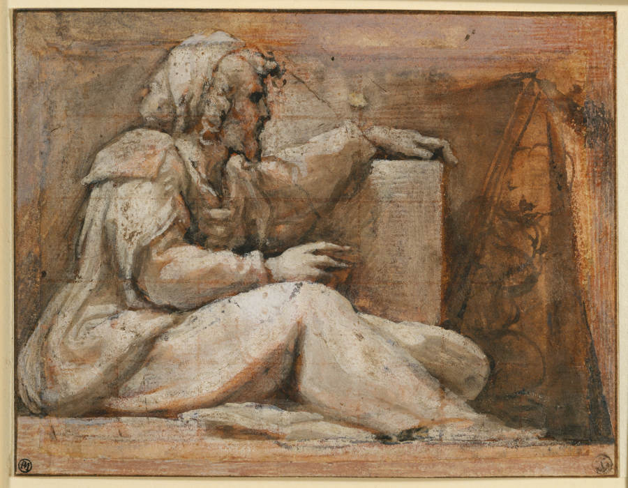 Sitzender Prophet mit Buch nach rechts from Correggio
