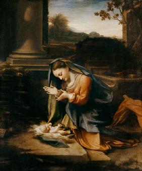 Maria, das Kind anbetend