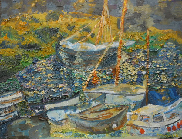 Mousehole harbour, resting boats from Cosima Duggal
