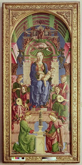 The Virgin and Child Enthroned, mid 1470s (oil & egg on tempera on poplar) from Cosimo Tura