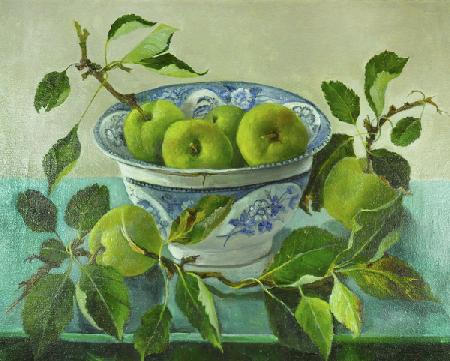 Apples and blue Bowl