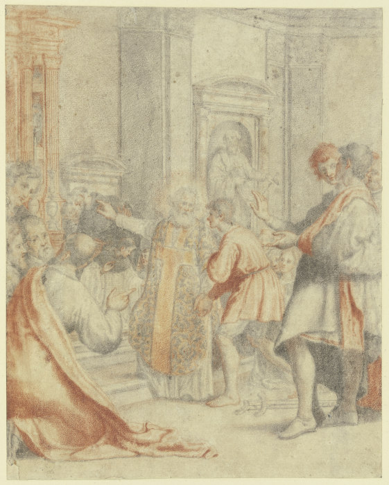 Ein Lahmer wird in einer Kirche beim Anblick des Altares geheilt from Cristofano Allori