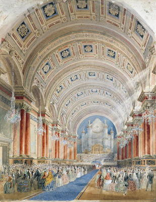 Interior Perspective, Leeds Town Hall, 1854 (w/c on paper) from Cuthbert Brodrick