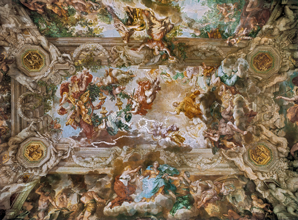 Glorification of the Reign of Pope Urban VIII (1568-1644) ceiling painting in the Great Hall from da Cortona, Pietro (eigentl. Pietro Berrettini)