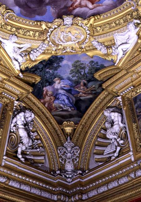The 'Sala di Apollo' (Hall of Apollo) detail of pendentive depicting the muses Urania and Euterpe from da Cortona, Pietro (eigentl. Pietro Berrettini)