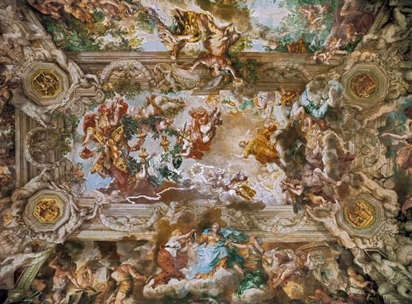 Glorification of the Reign of Pope Urban VIII (1568-1644) ceiling painting in the Great Hall