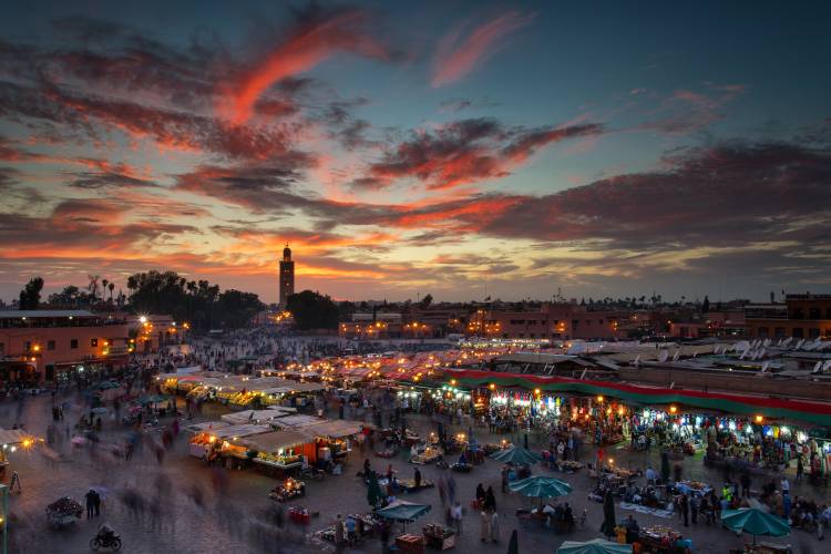 Sunset over Jemaa Le Fnaa Square in Marrakech, Morocco from Dan Mirica