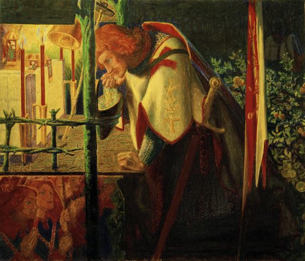 Rossetti / Sir Galahad at ruined chapel from Dante Gabriel Rossetti
