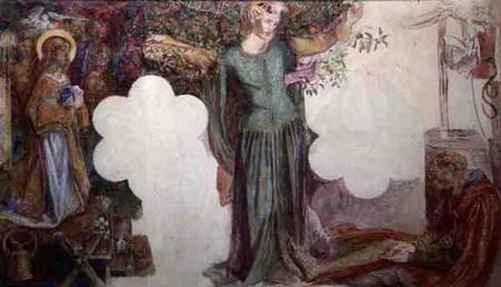 Sir Lancelot's Vision, study for the fresco painting in the Oxford Union from Dante Gabriel Rossetti