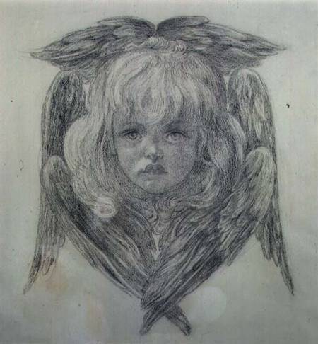 Study for the head of a child angel in 'The Blessed Damozel' from Dante Gabriel Rossetti