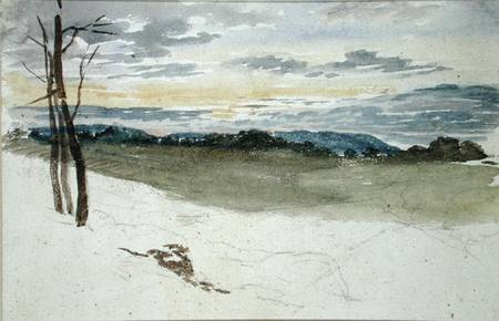 A Woodland Landscape at Sunset (pencil and w/c on paper) from David Cox