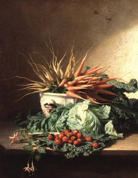 Still Life of Strawberries, Carrots and Cabbage from David Emil Joseph de Noter
