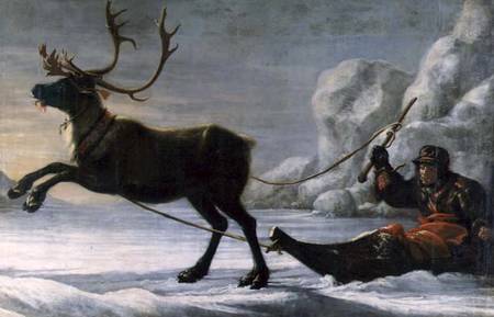 Abraham Renstirna Dressed as a Lapp and his Reindeer from David Klocker Ehrenstrahl