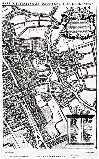 Loggan''s map of Oxford, Western Sheet, from ''Oxonia Illustrated'', published 1675 from David Loggan