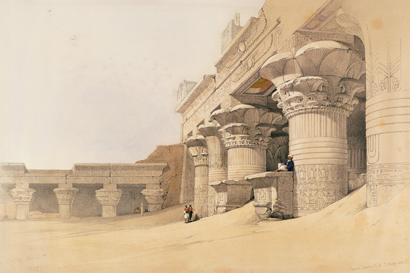 Temple of Horus, Edfu, from ''Egypt and Nubia''; engraved by Louis Haghe (1806-85) published in Lond from David Roberts