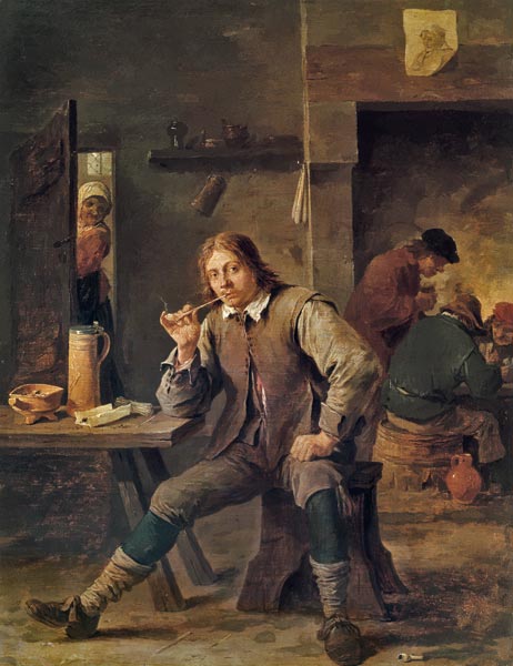 A Smoker Leaning on a Table from David Teniers