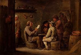 Gruppe im Wirtshaus mit Lesendem. from David Teniers
