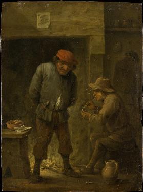 Zwei Bauern am Kamin