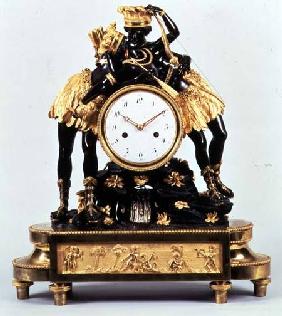 French Directoire ormolu and bronze clock