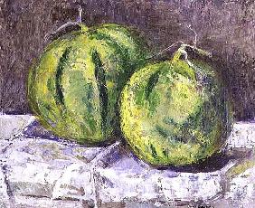 Melons on a napkin, 1993 (board) 