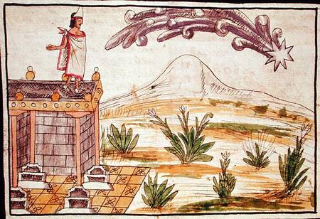 Montezuma II (1466-1520) watching a comet from Diego Duran