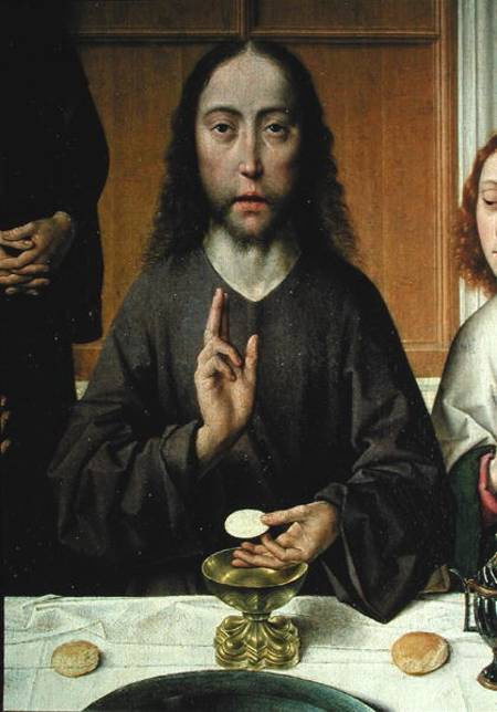 Christ Blessing, detail from the Altarpiece of the Last Supper from Dieric Bouts d. Ä.