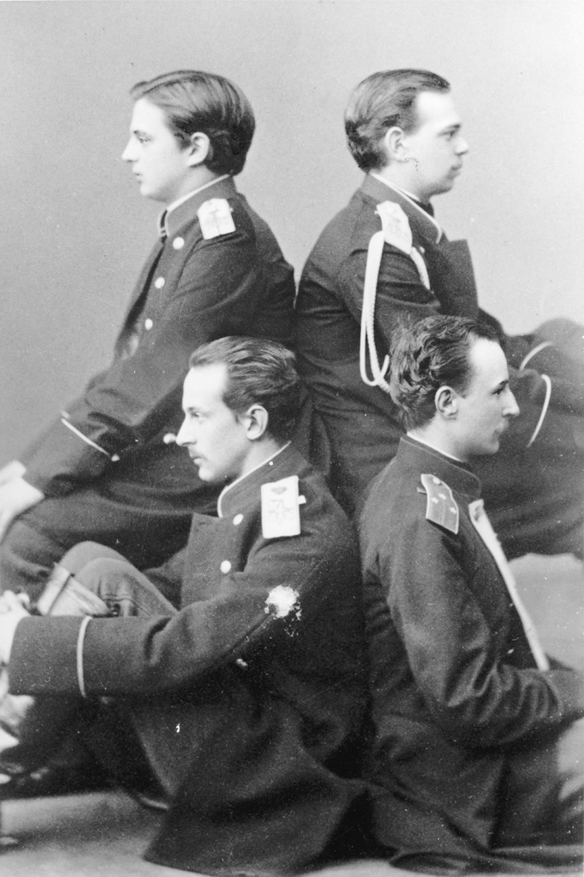 Grand Duke Alexander with brother Vladimir and cousins Nicholas Maximilianovich and Sergei Maximilia from Dimitrij Grigorjewitsch Lewizkij