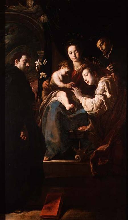 Mystical marriage of St. Catherine and the Christ Child with Peter the Martyr from Domenico Fetti