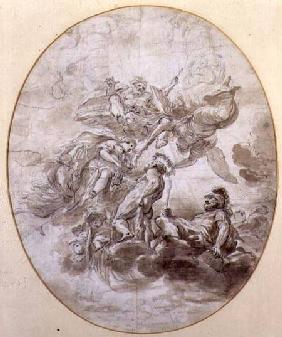 The Apotheosis of Hercules, design for a ceilng fresco for the Palazzo Pepoli in Bologna  & ink and