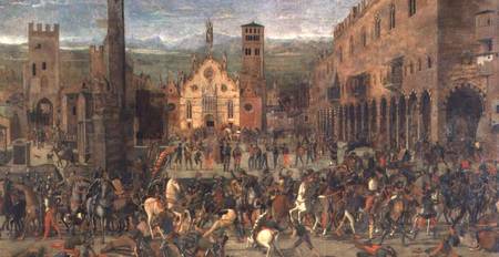The Expulsion of the Bonacolsi in 1328 in Piazza Sordello, Mantua from Domenico Morone