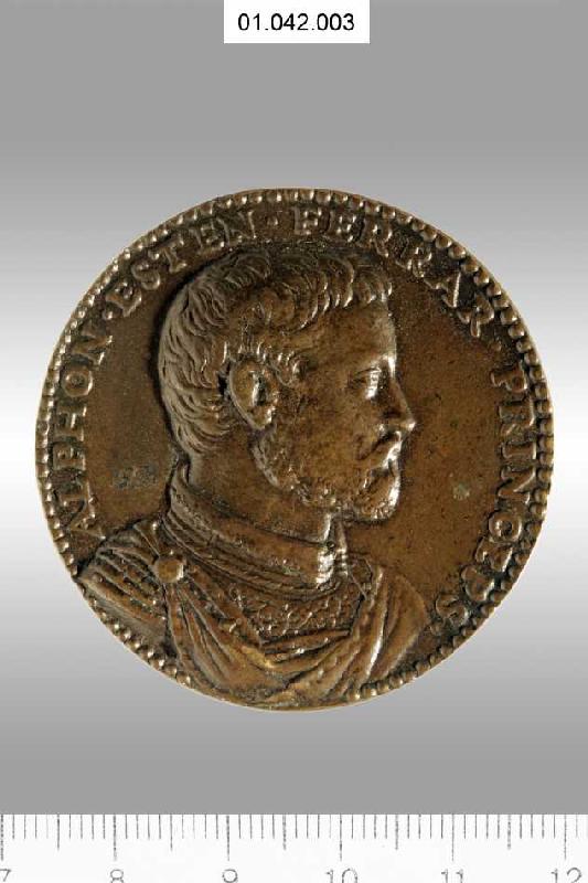 Medaille auf Herzog Alfonso II. d'Este. Münzstand Ferrara 1558 (siehe auch Bildnummer 35363) from Domenico Poggini