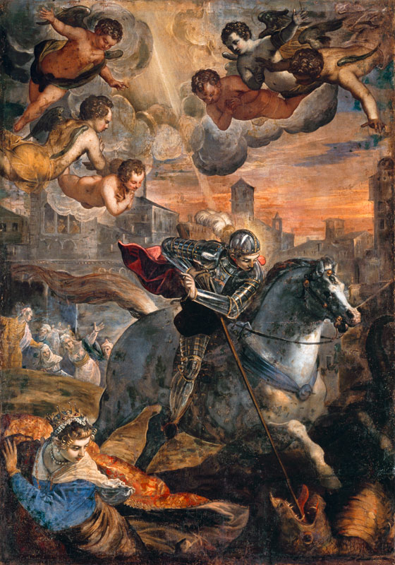 D.Tintoretto, Hl.Georg toetet Drache from Domenico Tintoretto