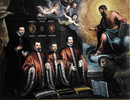 Saint Mark in glory and a portrait of three lawyers and a notary from Domenico Tintoretto