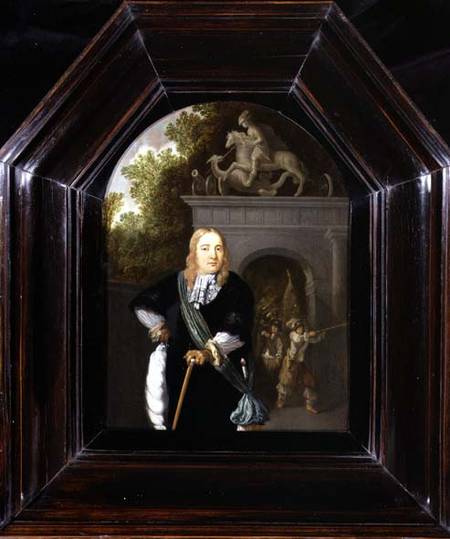 Portrait of Captain Jacobus Van Der Burgh standing before the Doeler Poort, Leiden from Dominicus van Tol