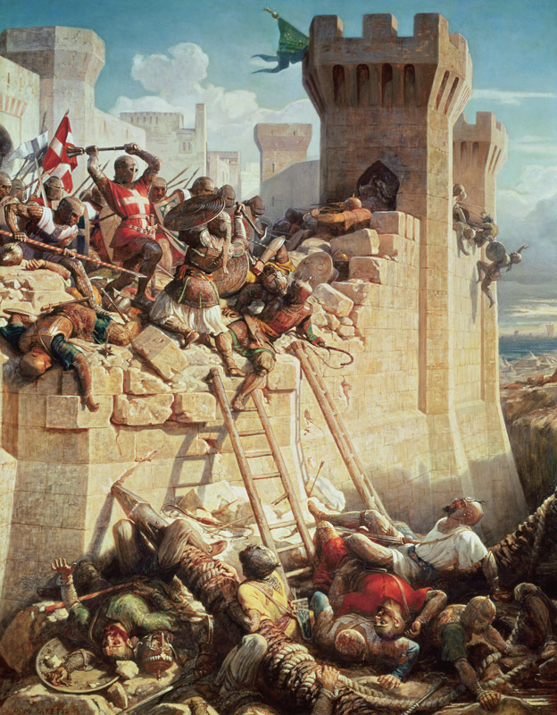 Guillaume de Clermont defending Ptolemais (Acre) in 1291 from Dominique Louis Ferreol Papety