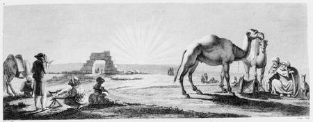 The artist at work in Upper Egypt, from 'Voyage dans la Basse et la Haute Egypte' engraved by Coiny from Dominique Vivant Denon