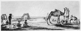 The artist at work in Upper Egypt, from 'Voyage dans la Basse et la Haute Egypte' engraved by Coiny