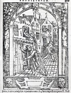 Emptying the Chamber Pots, illustration from ''Praxis rerum criminalium'' Joose de Damhouder