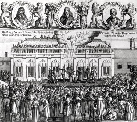 The Beheading of King Charles I (1600-49) 1649 (engraving) (b/w photo) from Dutch School, (17th century)