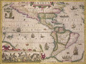 Map of America, from the Mercator 'Atlas', pub. by Jodocus Hondius (1563-1612), Amsterdam, 1606 (eng
