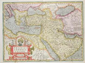 Map of the Turkish Empire, from the Mercator 'Atlas' pub. by Jodocus Hondius (1563-1612) Amsterdam,