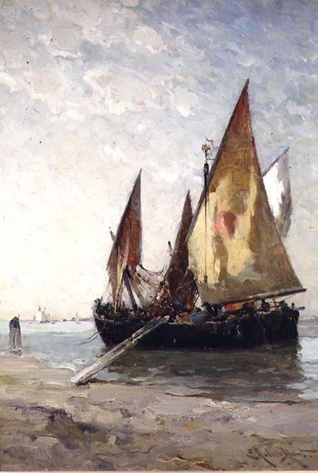 Fishing Boats Moored on the Beach from E. Aubrey Hunt