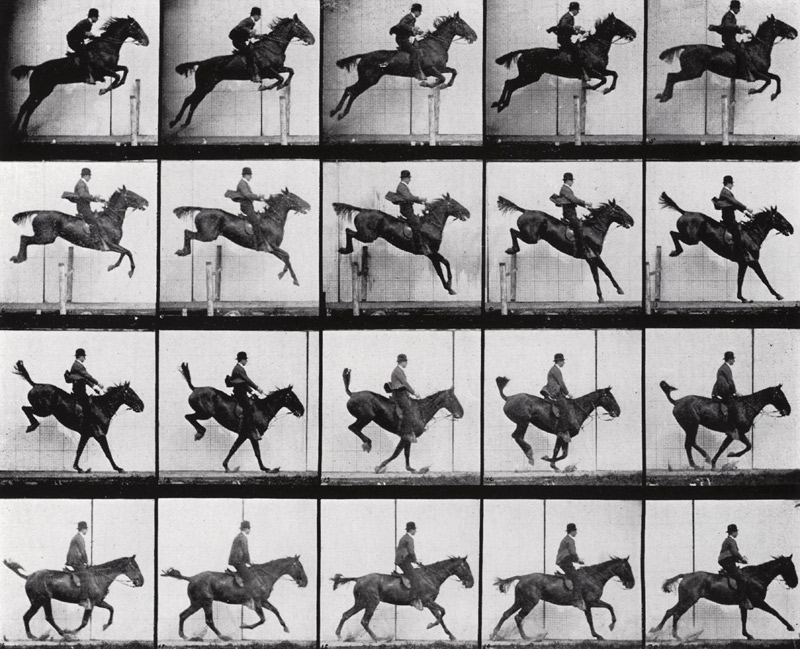 Man and Horse jumping, from ''Animals in Motion'' by Muybridge, London, published 1907 (b/w photo)  from Eadweard Muybridge
